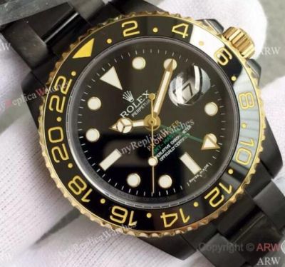 NEW UPGRADED Swiss Replica Rolex Pro-Hunter GMT-Master II watch 2-Tone Black PVD